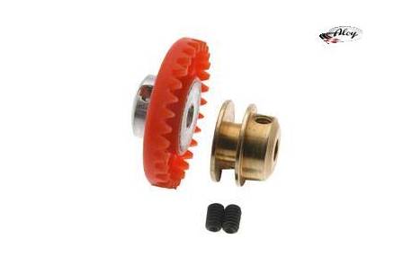 Crown 30 teeth nylon In-Line for 3/32 axle Red