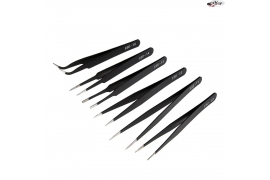 Set of 6 antistatic tweezers
